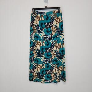 Studio Works Floral Maxi Skirt Size S 26-28 Woven 100% Silk Pull On Cottage